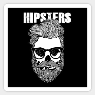 Funny Hipster Skulls 80's Retro Punk Hipster Skull Sticker